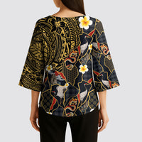 Hawaiian and Japanese Kimono Sleeve Blouse Polynesian Tattoo with Japanese Culture Kintsugi Style LT03 - Polynesian Pride