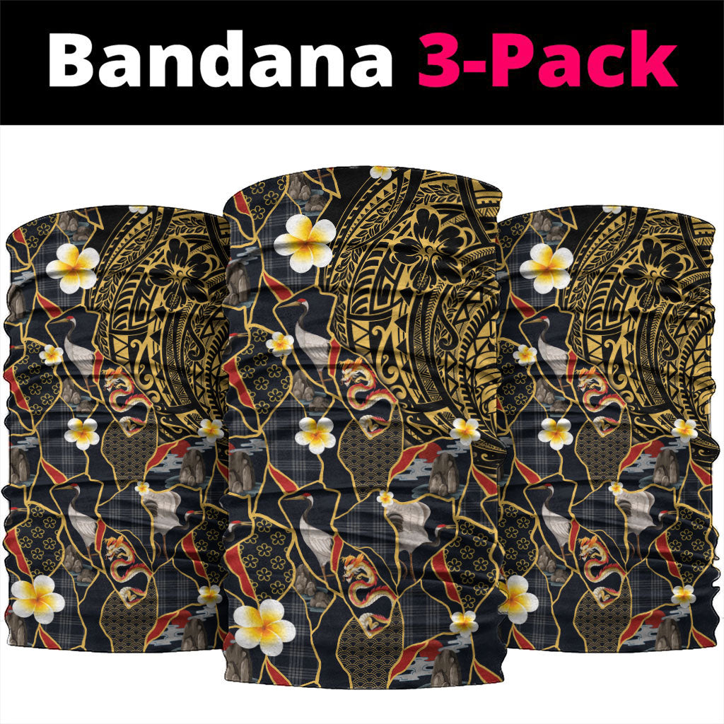 Hawaiian and Japanese Neck Gaiter Polynesian Tattoo with Japanese Culture Kintsugi Style LT03 package One Size: 25*50cm Multicolor - Polynesian Pride