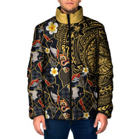 Hawaiian and Japanese Padded Jacket Polynesian Tattoo with Japanese Culture Kintsugi Style LT03 Men Multicolor - Polynesian Pride