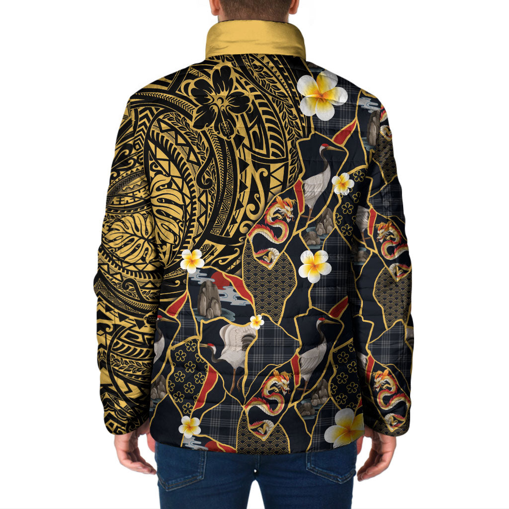 Hawaiian and Japanese Padded Jacket Polynesian Tattoo with Japanese Culture Kintsugi Style LT03 - Polynesian Pride