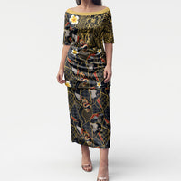 Hawaiian and Japanese Puletasi Polynesian Tattoo with Japanese Culture Kintsugi Style LT03 Long Dress Multicolor - Polynesian Pride