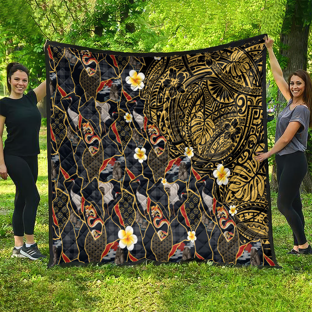 Hawaiian and Japanese Quilt Polynesian Tattoo with Japanese Culture Kintsugi Style LT03 - Polynesian Pride