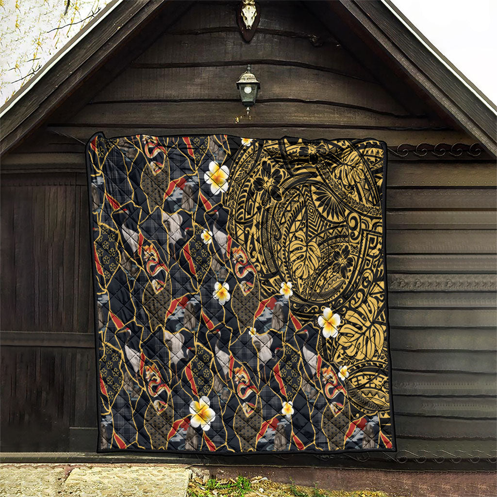 Hawaiian and Japanese Quilt Polynesian Tattoo with Japanese Culture Kintsugi Style LT03 - Polynesian Pride