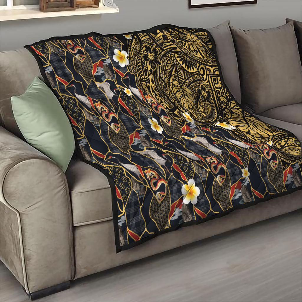 Hawaiian and Japanese Quilt Polynesian Tattoo with Japanese Culture Kintsugi Style LT03 - Polynesian Pride