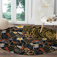 Hawaiian and Japanese Round Carpet Polynesian Tattoo with Japanese Culture Kintsugi Style LT03 - Polynesian Pride