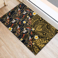 Hawaiian and Japanese Rubber Doormat Polynesian Tattoo with Japanese Culture Kintsugi Style LT03 - Polynesian Pride