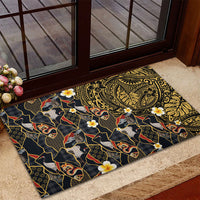 Hawaiian and Japanese Rubber Doormat Polynesian Tattoo with Japanese Culture Kintsugi Style LT03 - Polynesian Pride