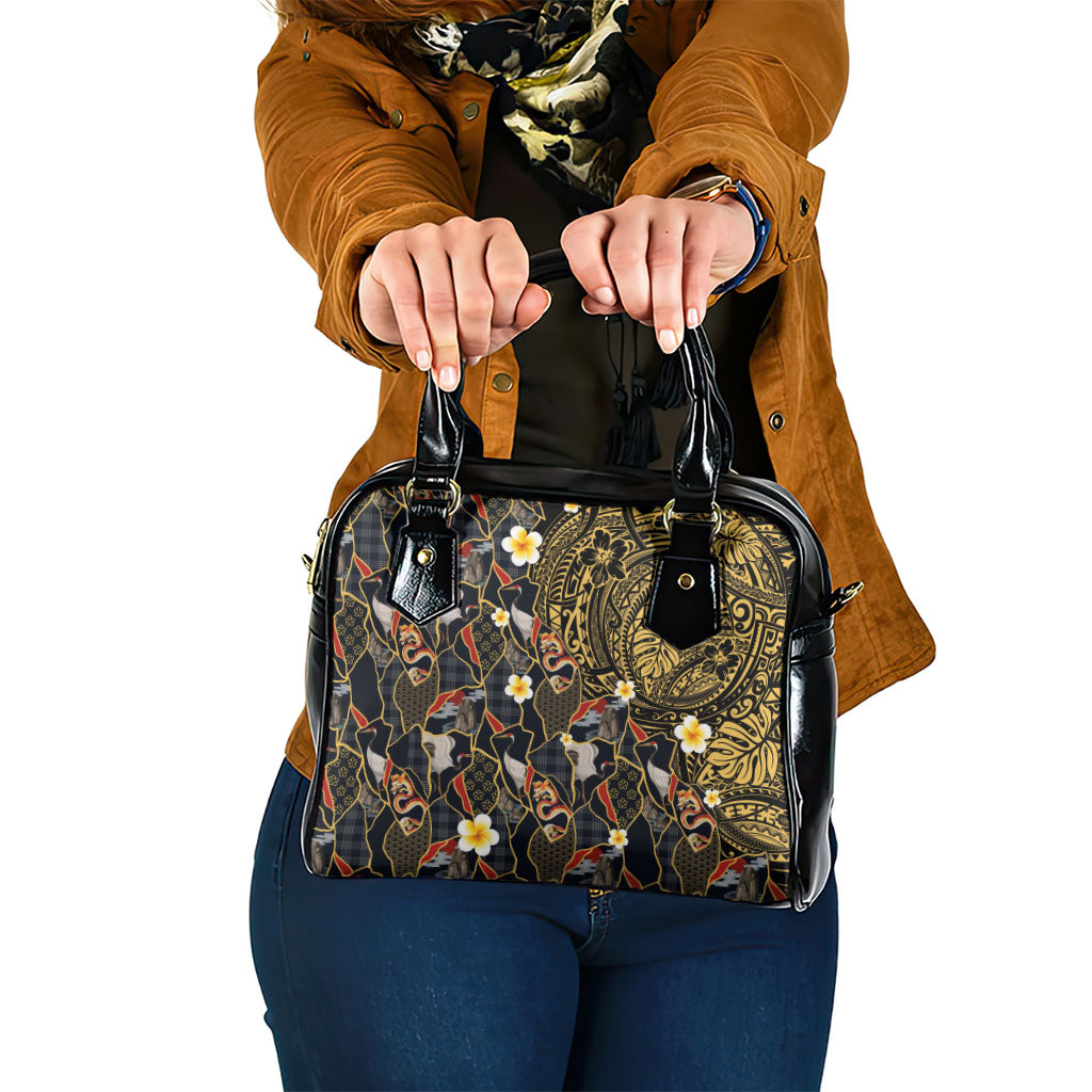 Hawaiian and Japanese Shoulder Handbag Polynesian Tattoo with Japanese Culture Kintsugi Style LT03 One Size Multicolor - Polynesian Pride