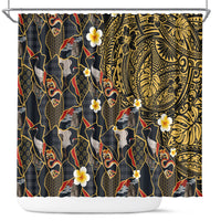 Hawaiian and Japanese Shower Curtain Polynesian Tattoo with Japanese Culture Kintsugi Style LT03 Multicolor - Polynesian Pride