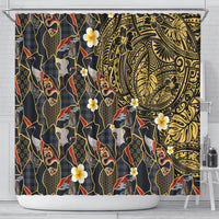 Hawaiian and Japanese Shower Curtain Polynesian Tattoo with Japanese Culture Kintsugi Style LT03 - Polynesian Pride