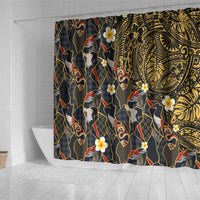 Hawaiian and Japanese Shower Curtain Polynesian Tattoo with Japanese Culture Kintsugi Style LT03 - Polynesian Pride