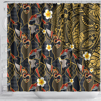 Hawaiian and Japanese Shower Curtain Polynesian Tattoo with Japanese Culture Kintsugi Style LT03 - Polynesian Pride