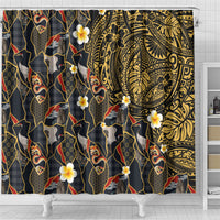 Hawaiian and Japanese Shower Curtain Polynesian Tattoo with Japanese Culture Kintsugi Style LT03 - Polynesian Pride