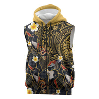 Hawaiian and Japanese Sleeveless Zip Hoodie Polynesian Tattoo with Japanese Culture Kintsugi Style LT03 Multicolor - Polynesian Pride