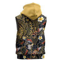 Hawaiian and Japanese Sleeveless Zip Hoodie Polynesian Tattoo with Japanese Culture Kintsugi Style LT03 - Polynesian Pride