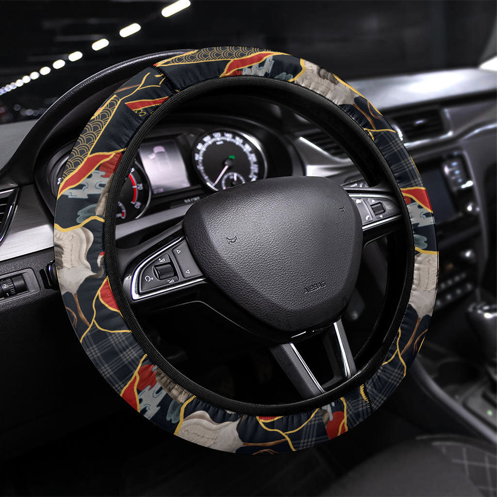 Hawaiian and Japanese Steering Wheel Cover Polynesian Tattoo with Japanese Culture Kintsugi Style LT03 Universal Fit Multicolor - Polynesian Pride