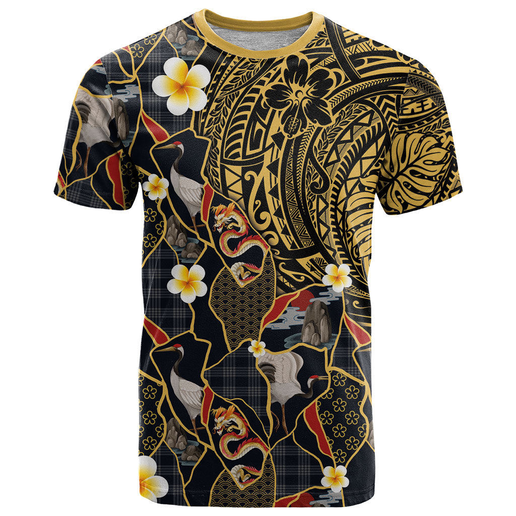 Hawaiian and Japanese T Shirt Polynesian Tattoo with Japanese Culture Kintsugi Style LT03 Multicolor - Polynesian Pride