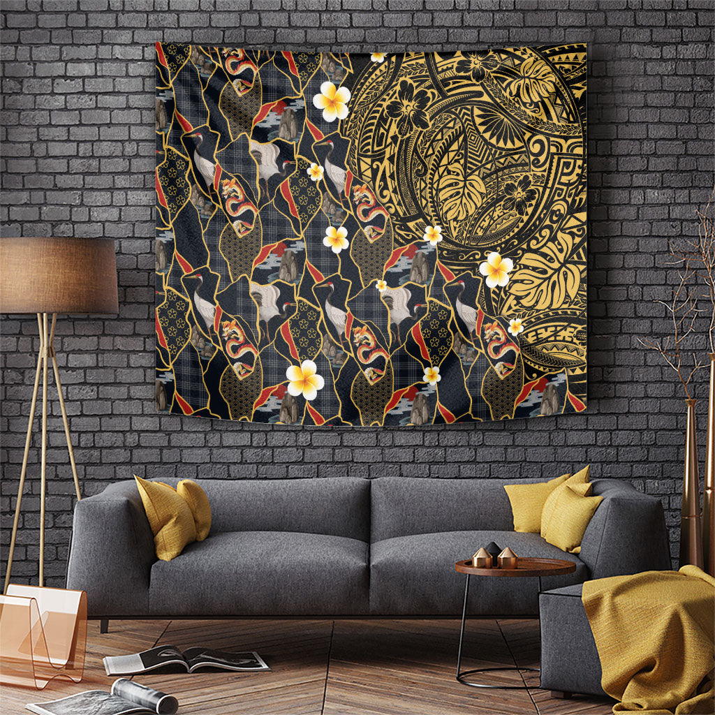 Hawaiian and Japanese Tapestry Polynesian Tattoo with Japanese Culture Kintsugi Style LT03 Multicolor - Polynesian Pride