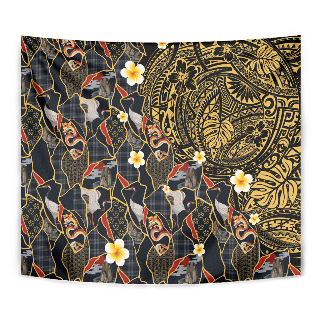 Hawaiian and Japanese Tapestry Polynesian Tattoo with Japanese Culture Kintsugi Style LT03 - Polynesian Pride