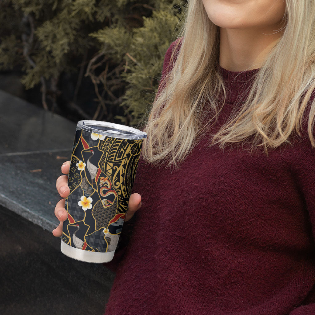Hawaiian and Japanese Tumbler Cup Polynesian Tattoo with Japanese Culture Kintsugi Style LT03 - Polynesian Pride