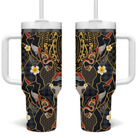 Hawaiian and Japanese Tumbler With Handle Polynesian Tattoo with Japanese Culture Kintsugi Style LT03 One Size: 40 oz Multicolor - Polynesian Pride