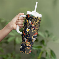 Hawaiian and Japanese Tumbler With Handle Polynesian Tattoo with Japanese Culture Kintsugi Style LT03 - Polynesian Pride