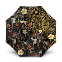 Hawaiian and Japanese Umbrella Polynesian Tattoo with Japanese Culture Kintsugi Style LT03 One Size Folded 11.42 inch Opened Diameter 37.4 inch Multicolor - Polynesian Pride