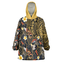 Hawaiian and Japanese Wearable Blanket Hoodie Polynesian Tattoo with Japanese Culture Kintsugi Style LT03 One Size Multicolor - Polynesian Pride