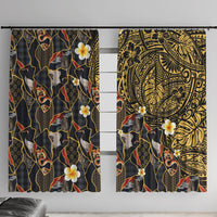 Hawaiian and Japanese Window Curtain Polynesian Tattoo with Japanese Culture Kintsugi Style LT03 With Hooks Multicolor - Polynesian Pride