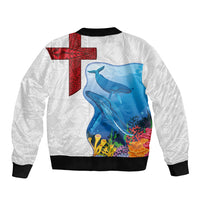 Tonga Swimming with Whales Bomber Jacket Ngatu Pattern LT03 - Polynesian Pride