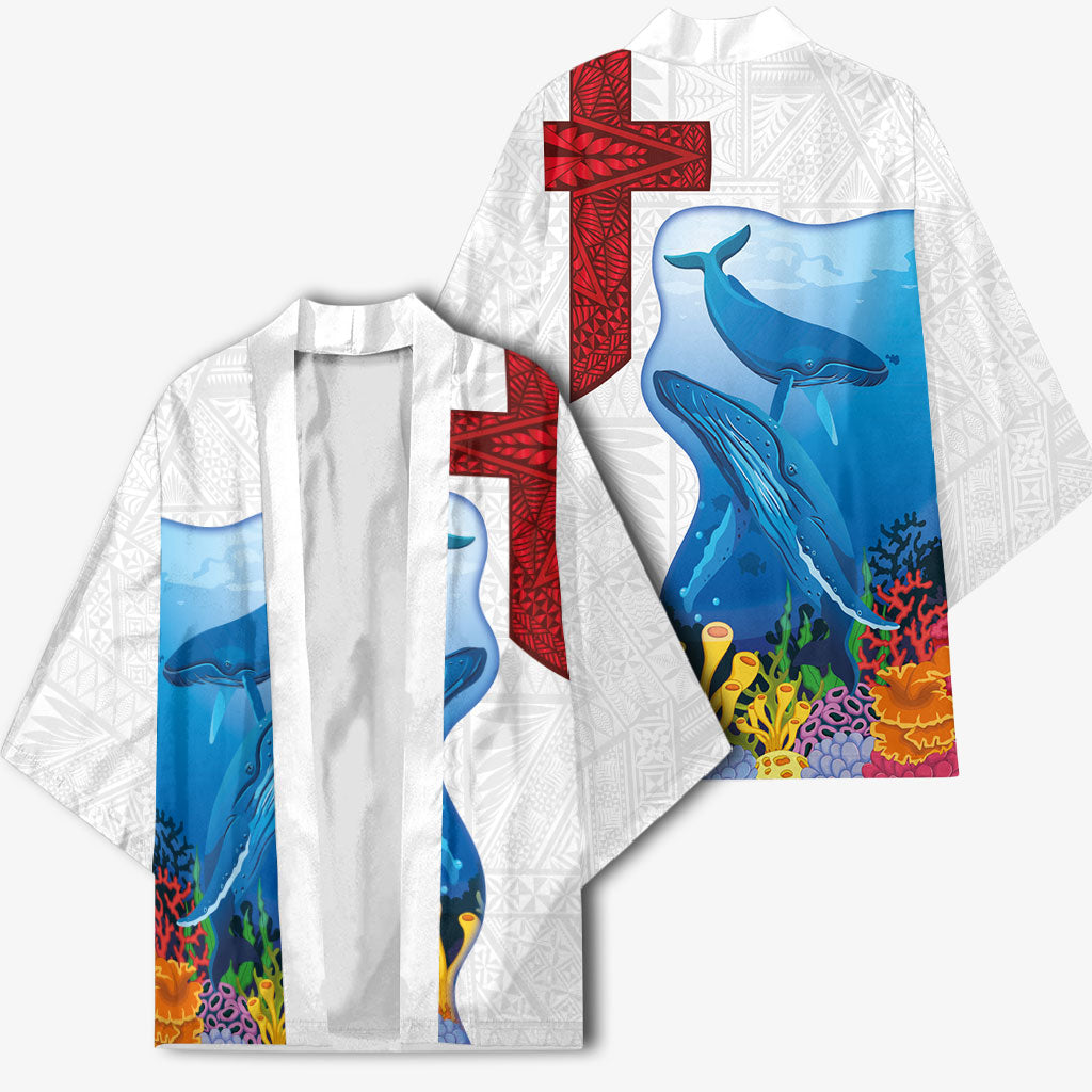 Tonga Swimming with Whales Kimono Ngatu Pattern LT03 - Polynesian Pride