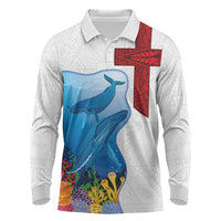 Tonga Swimming with Whales Long Sleeve Polo Shirt Ngatu Pattern LT03 Multicolor - Polynesian Pride