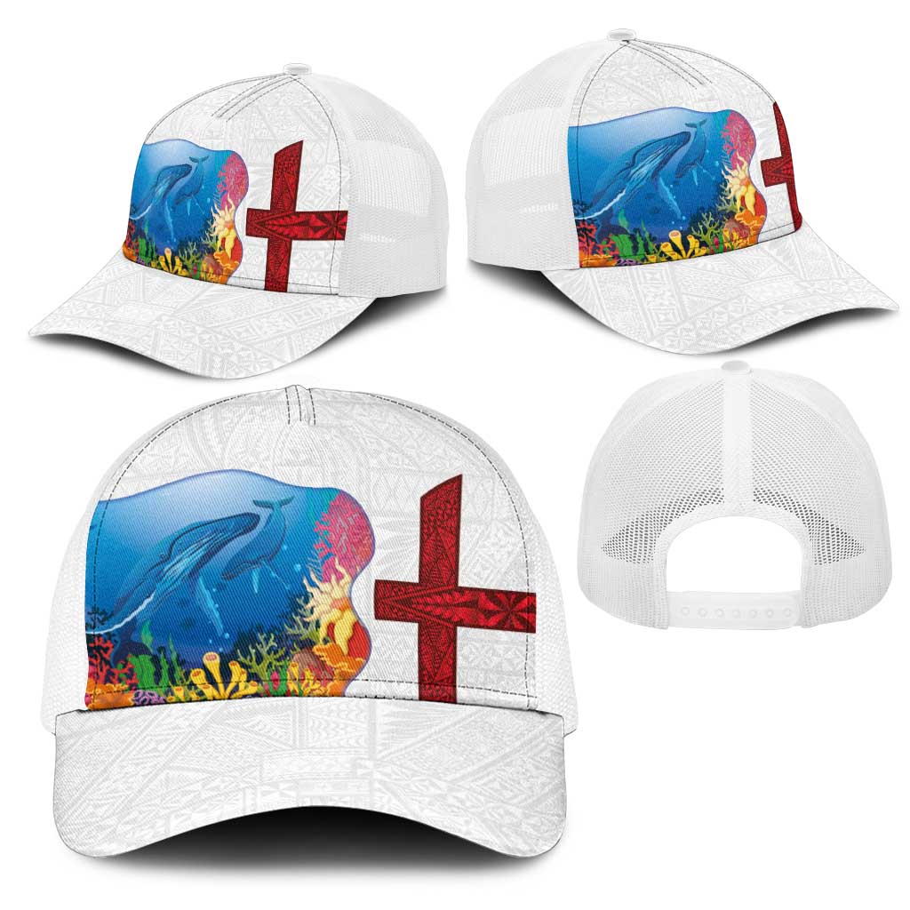 Tonga Swimming with Whales Mesh Trucker Cap Ngatu Pattern LT03 - Polynesian Pride