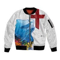 Tonga Swimming with Whales Sleeve Zip Bomber Jacket Ngatu Pattern LT03 Unisex Multicolor - Polynesian Pride
