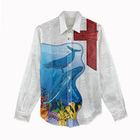 Tonga Swimming with Whales Women Casual Shirt Ngatu Pattern LT03 - Polynesian Pride