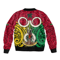 Vanuatu Bomber Jacket Pig Tusk Mix Maori Pattern and Namele Leaf LT03 - Polynesian Pride