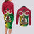 Vanuatu Couples Matching Long Sleeve Bodycon Dress and Long Sleeve Button Shirts Pig Tusk Mix Maori Pattern and Namele Leaf LT03 - Polynesian Pride