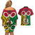 Vanuatu Couples Matching Off Shoulder Short Dress and Hawaiian Shirt Pig Tusk Mix Maori Pattern and Namele Leaf LT03 - Polynesian Pride