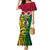 Vanuatu Family Matching Mermaid Dress and Hawaiian Shirt Pig Tusk Mix Maori Pattern and Namele Leaf LT03 Mom's Dress Red - Polynesian Pride