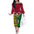 Vanuatu Family Matching Off Shoulder Long Sleeve Dress and Hawaiian Shirt Pig Tusk Mix Maori Pattern and Namele Leaf LT03 Mom's Dress Red - Polynesian Pride