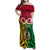 Vanuatu Family Matching Off Shoulder Maxi Dress and Hawaiian Shirt Pig Tusk Mix Maori Pattern and Namele Leaf LT03 Mom's Dress Red - Polynesian Pride