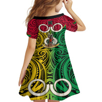 Vanuatu Family Matching Short Sleeve Bodycon Dress and Hawaiian Shirt Pig Tusk Mix Maori Pattern and Namele Leaf LT03 - Polynesian Pride