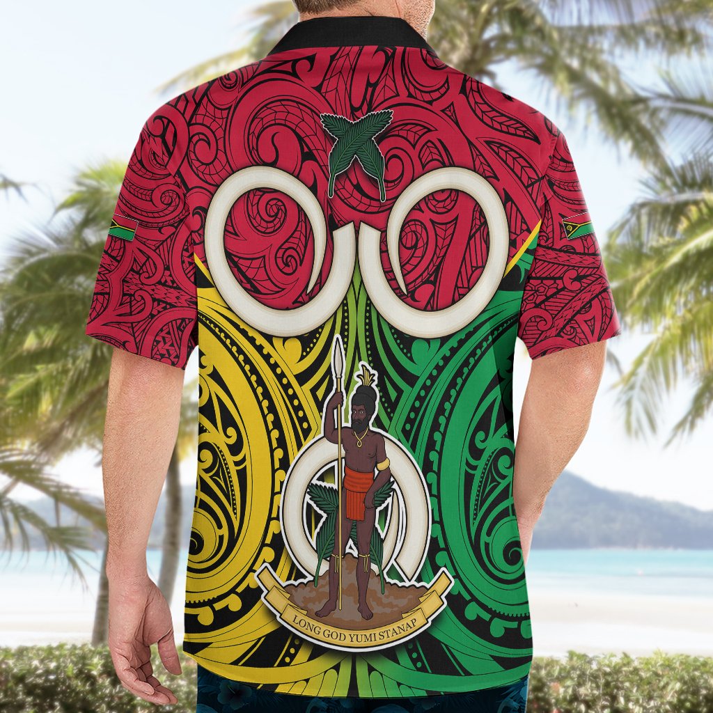 Vanuatu Hawaiian Shirt Pig Tusk Mix Maori Pattern and Namele Leaf LT03 - Polynesian Pride