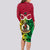 Vanuatu Long Sleeve Bodycon Dress Pig Tusk Mix Maori Pattern and Namele Leaf LT03 - Polynesian Pride