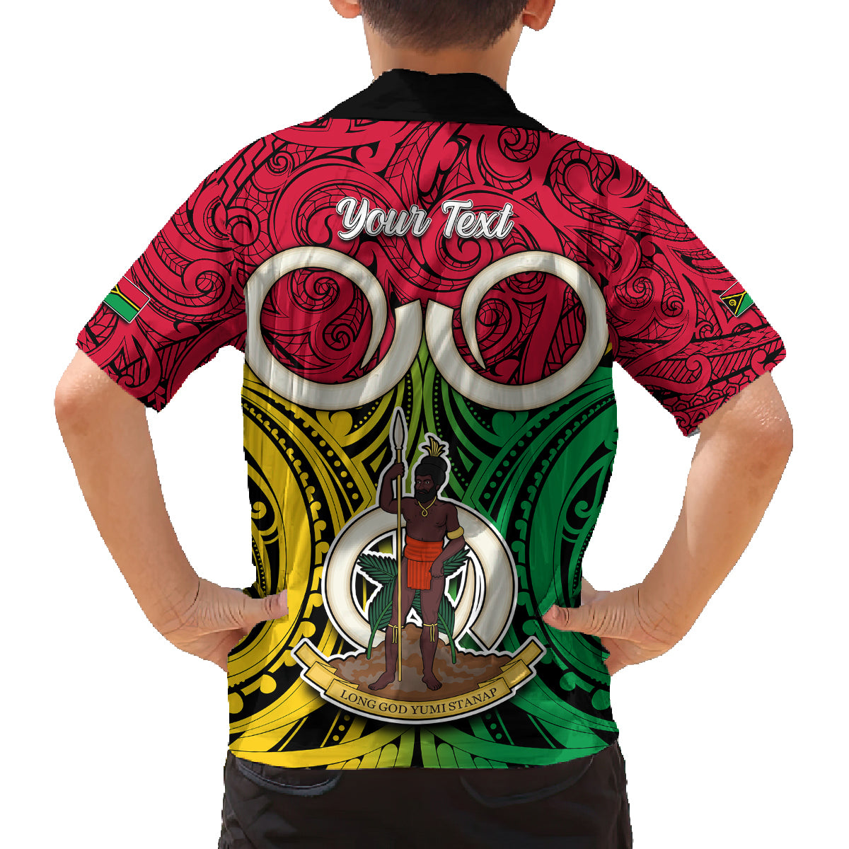 Personalised Vanuatu Family Matching Short Sleeve Bodycon Dress and Hawaiian Shirt Pig Tusk Mix Maori Pattern and Namele Leaf LT03 - Polynesian Pride