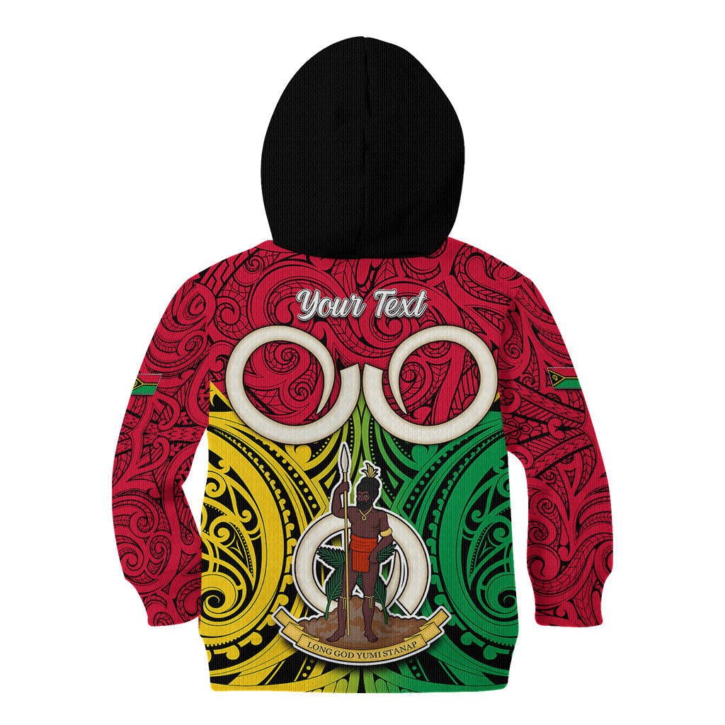 Personalised Vanuatu Kid Hoodie Pig Tusk Mix Maori Pattern and Namele Leaf LT03 - Polynesian Pride