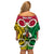 Personalised Vanuatu Off Shoulder Short Dress Pig Tusk Mix Maori Pattern and Namele Leaf LT03 - Polynesian Pride