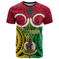 Personalised Vanuatu T Shirt Pig Tusk Mix Maori Pattern and Namele Leaf LT03 Red - Polynesian Pride