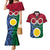 Vanuatu Shefa Province Couples Matching Mermaid Dress and Hawaiian Shirt Pig Tusk Mix Maori Pattern and Namele Leaf LT03 Red - Polynesian Pride