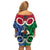 Vanuatu Shefa Province Family Matching Off Shoulder Short Dress and Hawaiian Shirt Pig Tusk Mix Maori Pattern and Namele Leaf LT03 - Polynesian Pride